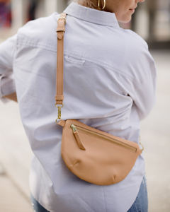Yelloe Off White & Tan Solid Medium Sling Handbag